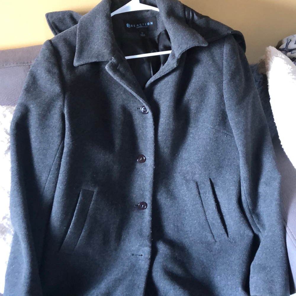 KENNETH COLE REACTION Grey/Charcoal Coat Size 14